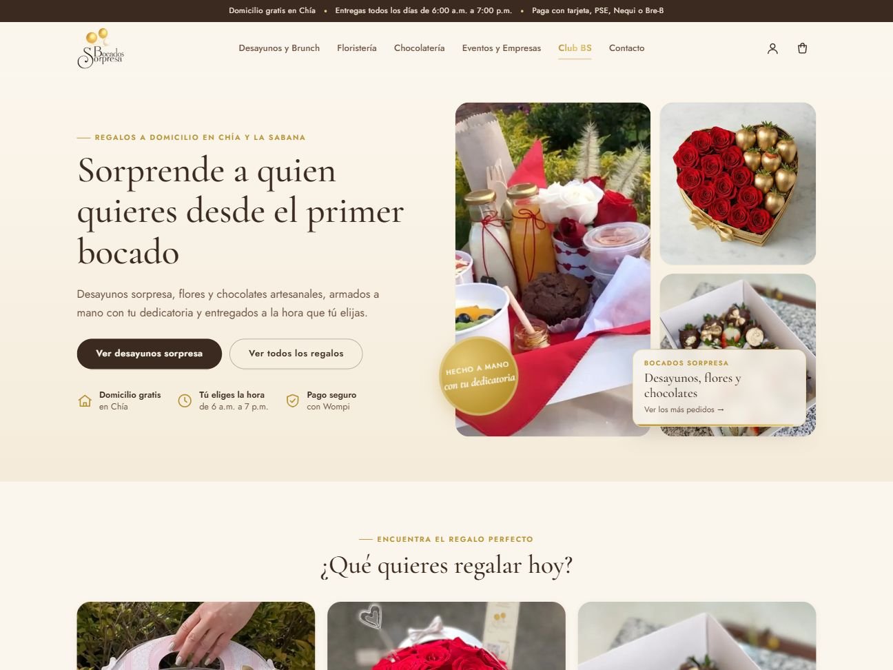 Sitio web de Bocados Sorpresa, proyecto de EADsign