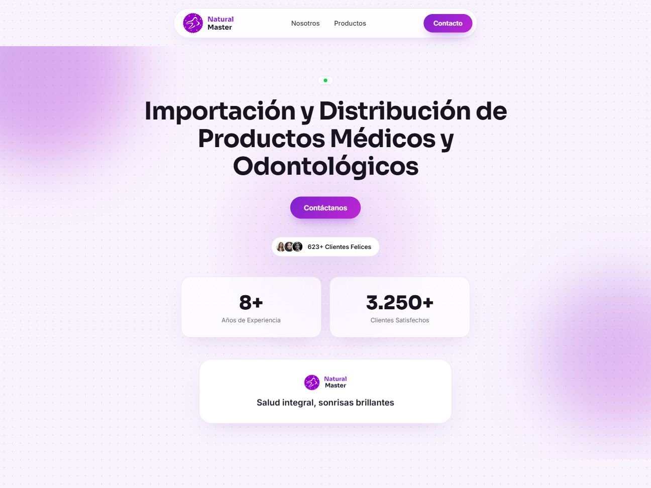 Sitio web de Natural Master, proyecto de EADsign